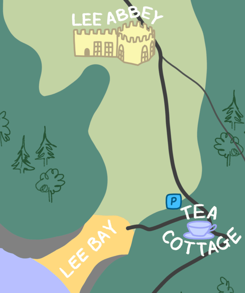 Map showing the location of the Tea Cottage